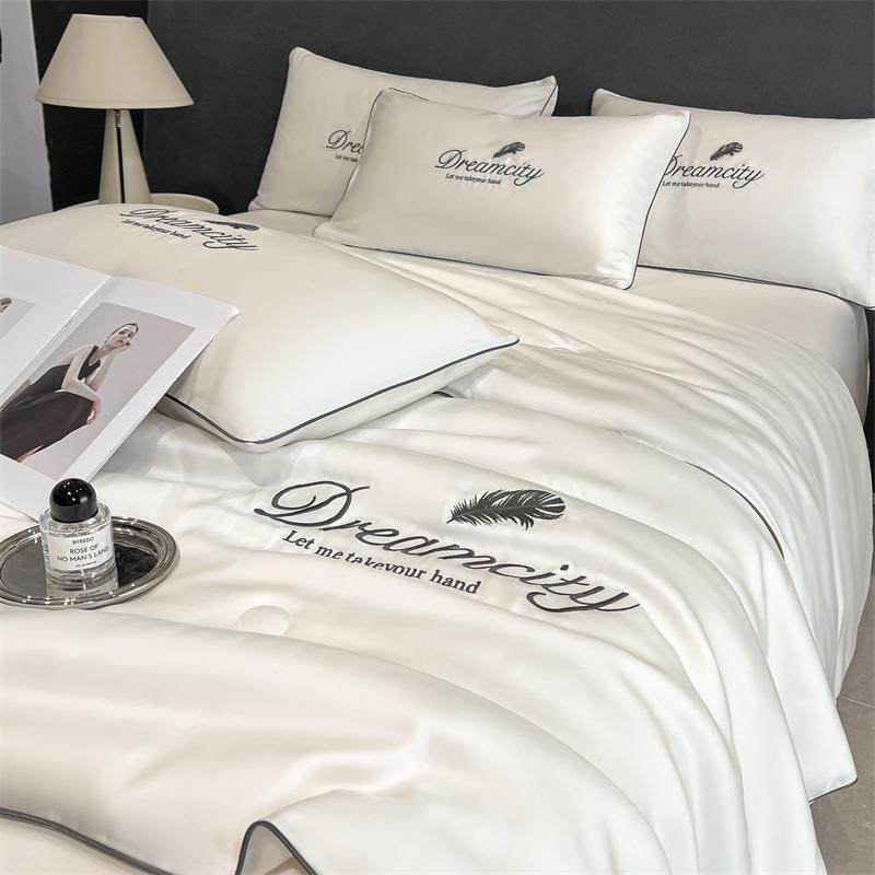 南通家纺水洗真丝刺绣夏被床单被套床上用品四件套单品夏凉被单卖