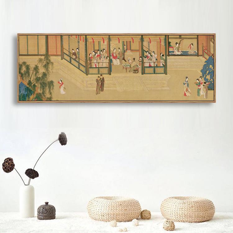 仇英汉宫春晓图新中式装饰画仕女画客厅背景风水现代茶室床头挂画