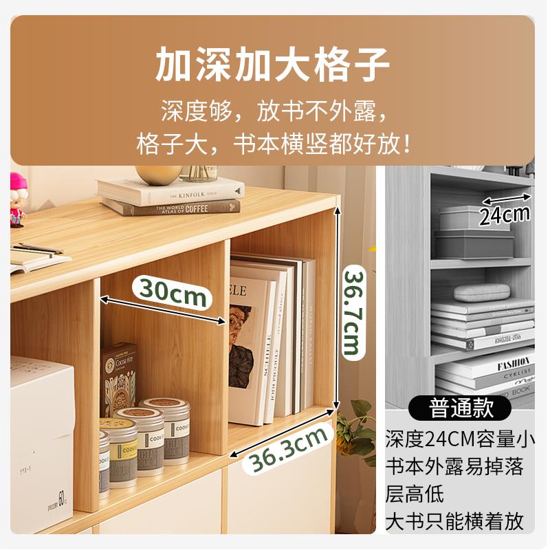 书柜家用书架置物架落地收纳柜格子柜矮柜储物柜八格柜带门小王之