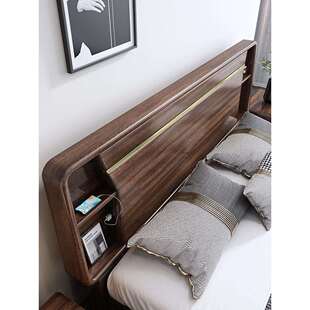 2米宽胡桃木实木床全实木双人床主卧2米x2米2大床新中式乘两米谚