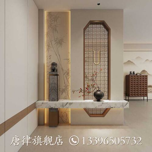 宋式美学小轩窗款屏风隔断宋氏美学入户玄关格栅鱼鳞纹实木花格