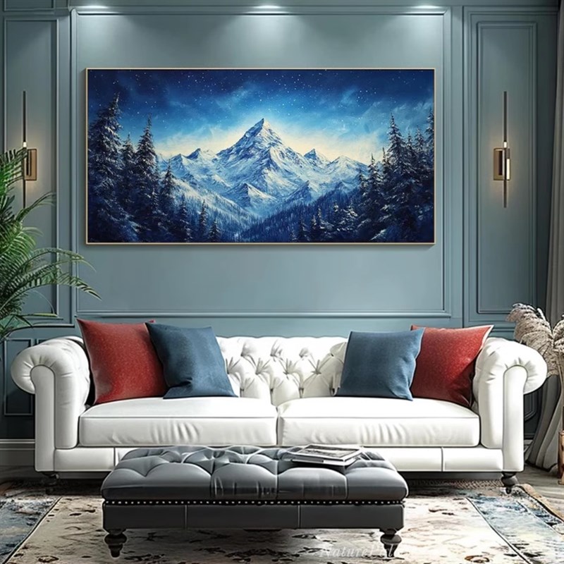 大芬村纯手绘油画中式背有靠山树林风景客厅装饰画办公室书房挂画图片