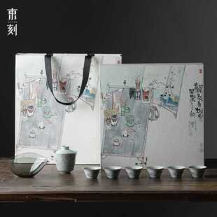 轻奢高档陶瓷盖碗茶杯小套组泡茶碗 束刻手绘兰花家用客厅茶具套装