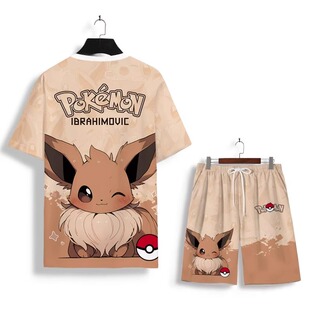 神奇宝贝皮卡丘联名短袖 精灵宝可梦比卡丘周边衣服儿童夏T恤套装