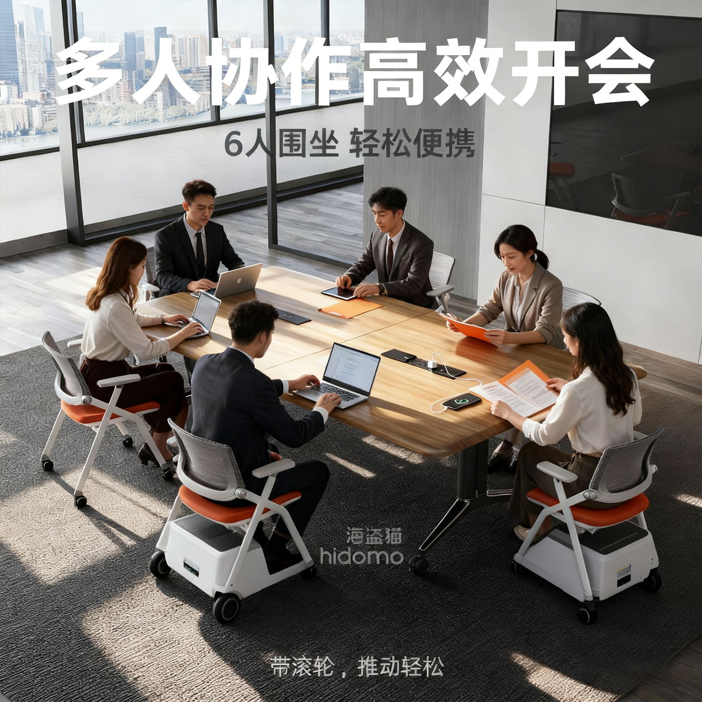 爆品吸塑工艺桌面E0级折叠会议桌