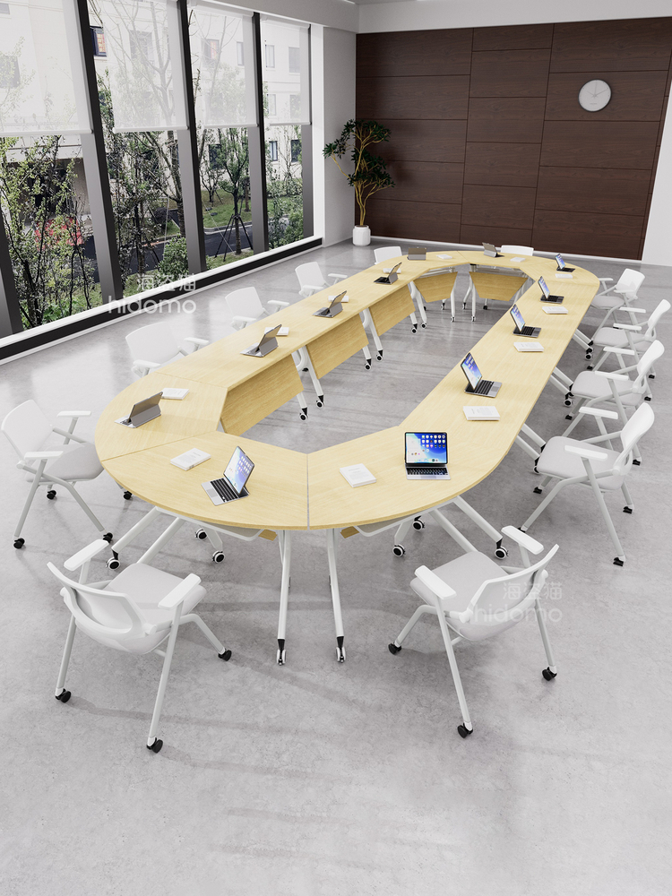 折叠会议桌培训办公桌现代移动拼接长条桌大学生课桌椅组合培训台