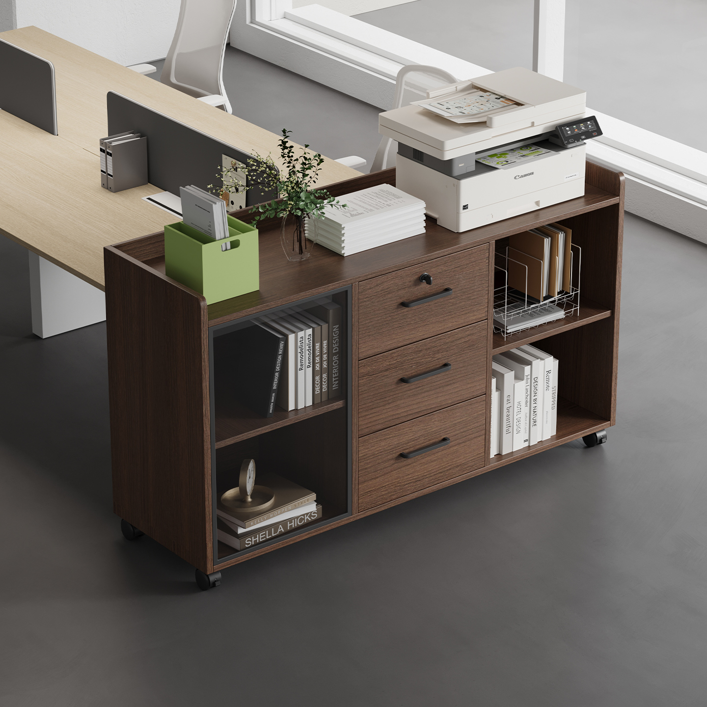 办公室打印机柜茶水柜矮柜