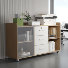 办公室打印机柜文件柜办公区边柜侧柜茶水矮柜透明门可移动落地柜