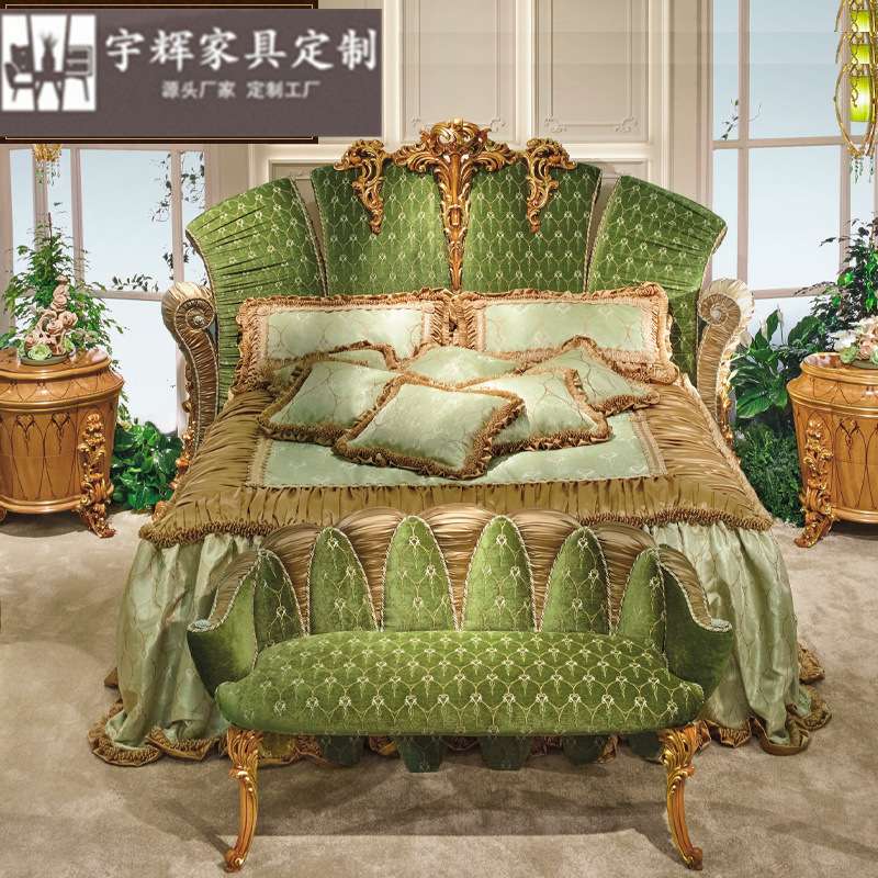 别墅豪华双人床欧式实木大靠背床意大利宫廷奢华布艺公主婚床