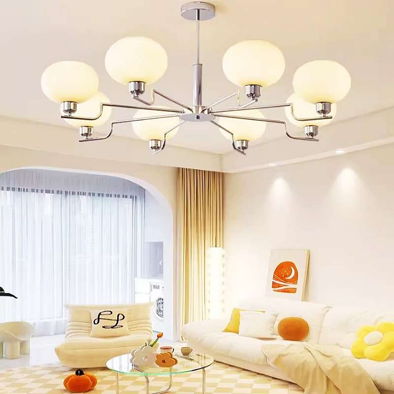 现代简约奶油玻璃客厅吊灯法式轻奢文艺餐厅卧室书房吊灯中山灯具