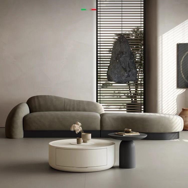 意式极简弧形布艺沙发大师设计意式时尚创意现代简约斜角卵石沙发