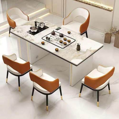 岩板茶桌椅办公室客厅一整套现代简约家用阳台小茶台可充电泡茶桌