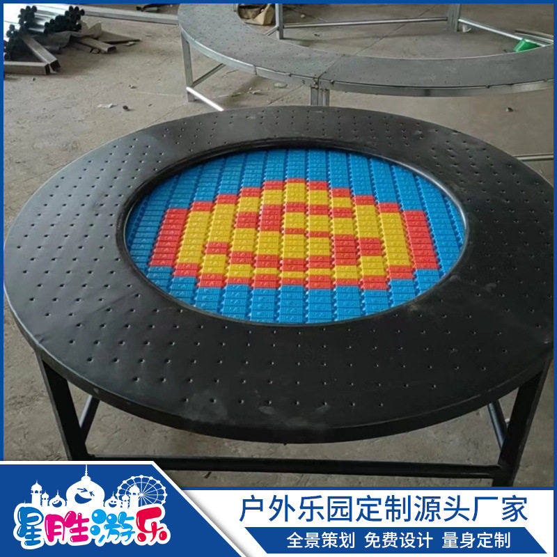 户外埋地蹦床儿童成人小孩健身室外公园蹦床游乐园无动力圆形网面