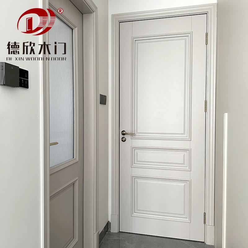 原木门现代简约白色原木门橡木卧室办公室整套门