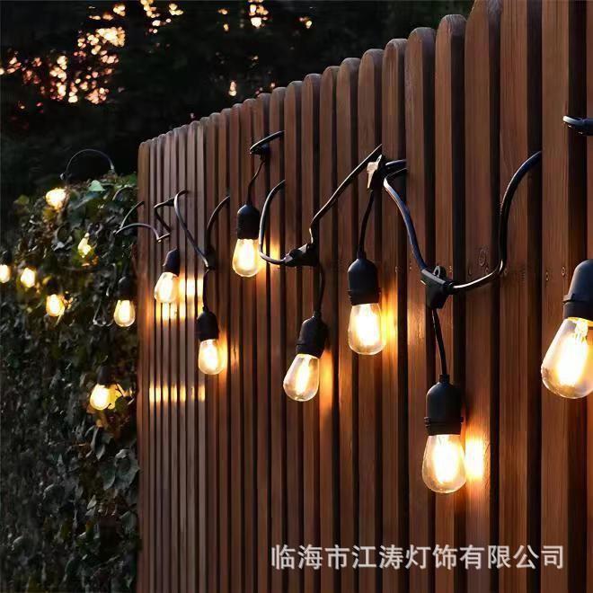 户外S14太阳能灯串户外防水串灯露营灯串氛围灯带庭院遥控灯串