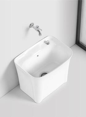 卫生间拖布池陶瓷彩色墩布盆家用阳台水池幼儿园自动拖把池带台控