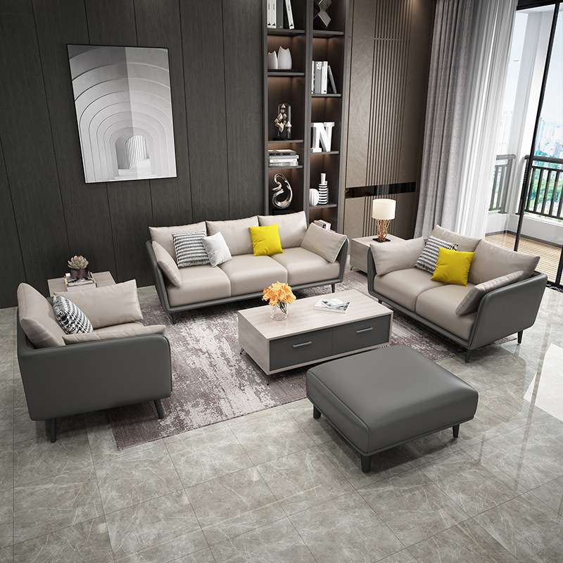 办公沙发简约现代会客区洽谈双人接待商务办公室沙发茶几组合全套