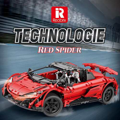 Reobrix11002-4科技动力迈凯伦蜘蛛跑车模型益智拼装积木玩具