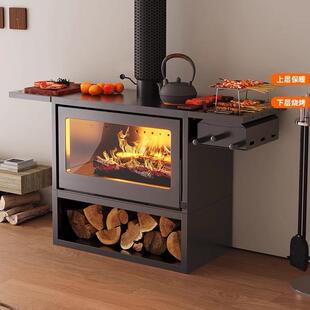 壁炉真火家用燃木柴室内柴火取暖炉欧式别墅民宿农村装饰铸铁烤火