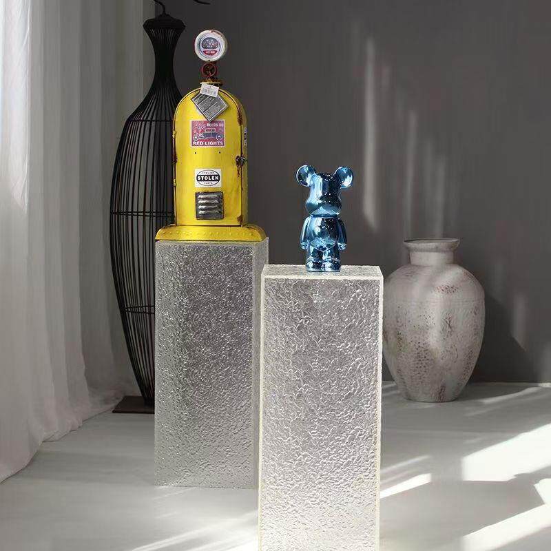 亚克力透明石头纹展示台炫彩底座地台水波纹流水台展厅艺术品摆台