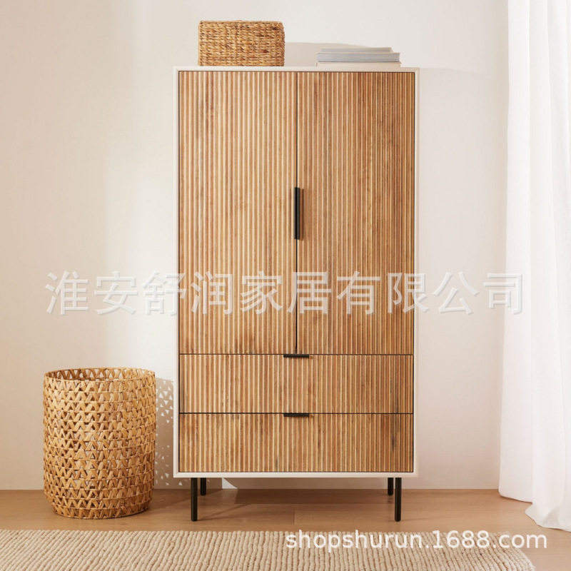 北欧板式衣柜家用衣帽间卧室家具收纳衣橱原木色衣柜抽屉式储物柜