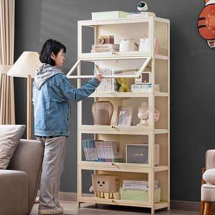书架书柜置物架带柜门储物柜一体格子柜展示柜落地多层客厅置物柜