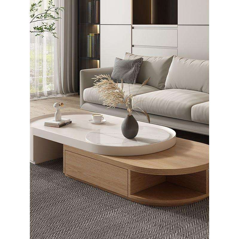 可伸缩茶几客厅家用小户型现代简约实木新中式胡桃木电视柜组合