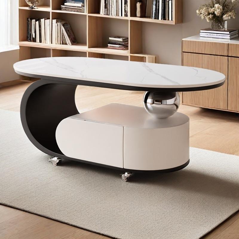 可移动轻奢意式岩板茶几客厅家用小户型高级现代简约新款组合