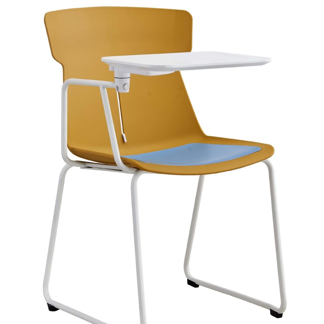 写字板会议椅拼色塑钢会议室培训椅学生带书桌学习椅子