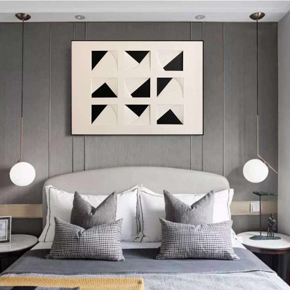 现代简约客厅卡纸装饰画样品房实物装置画立体雕刻墙面挂画玄关画图片