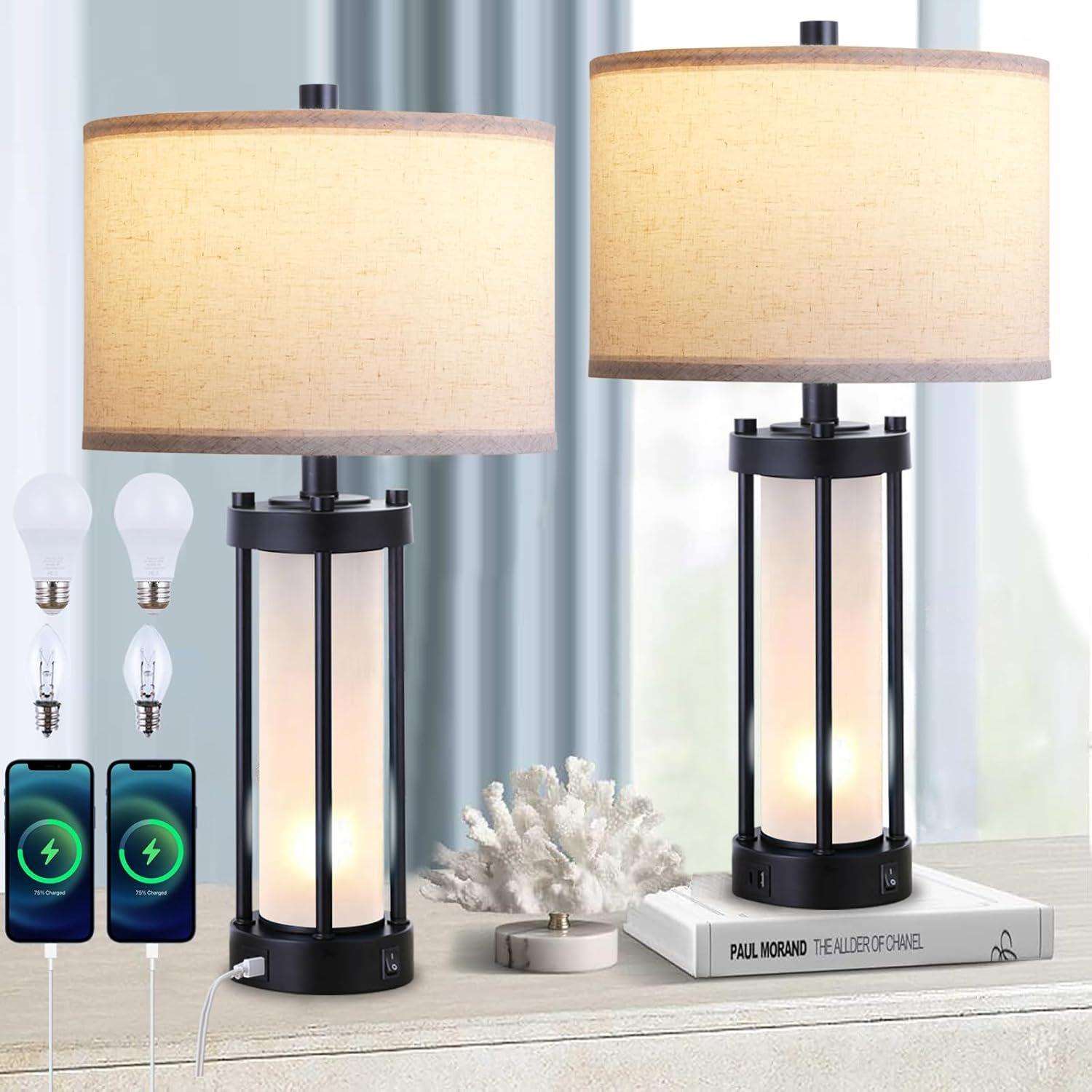 客厅卧室书房USB充电上下发光爆款布艺台灯