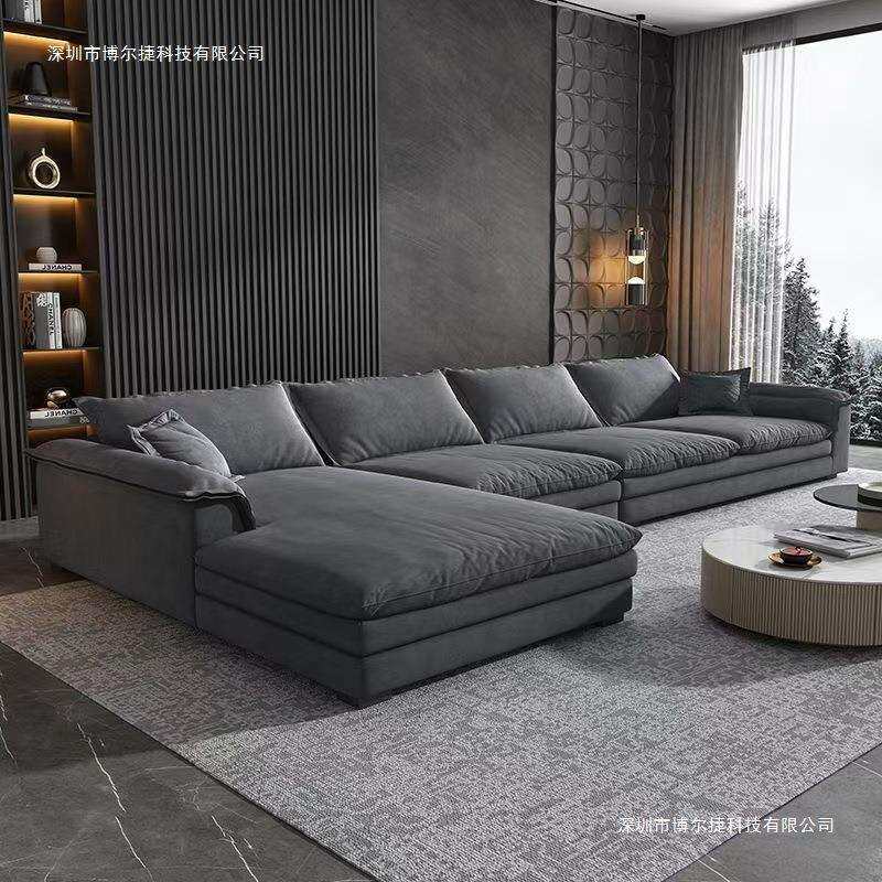 新款北欧风布艺沙发客厅高级贵妃L型沙发超宽大户型意式网红沙发