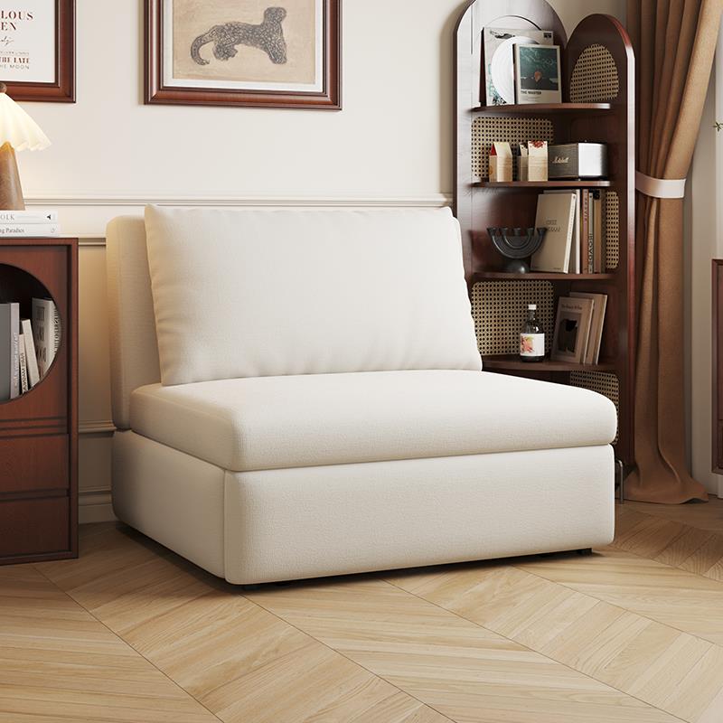 单人位奶油风小户型可折叠1米公寓书房双人家用多功能两用沙发床