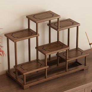 桌面实木博古架茶具架子茶台置物架紫砂壶摆放茶杯架茶室氛围布置