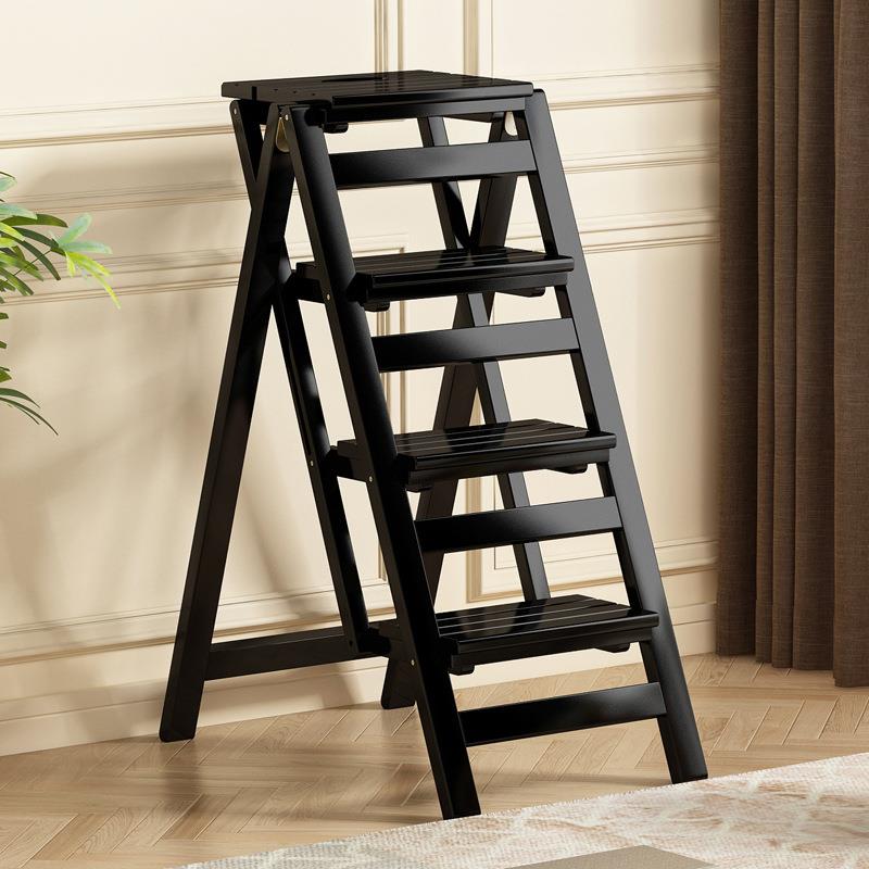 实木梯凳折叠梯多功能家用椅室内梯子椅子两用三步楼梯能登高踏板