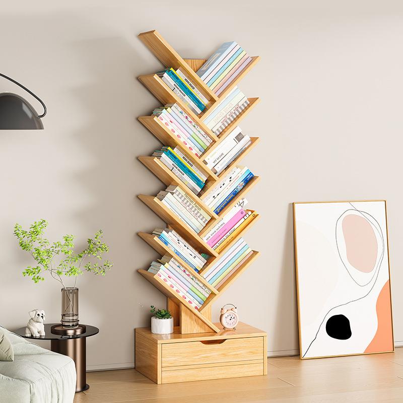 简约现代书架置物架落地靠墙树形简易小型客厅书柜子收纳家用书柜
