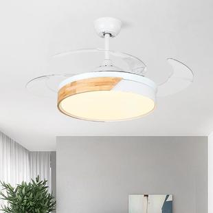 木艺风扇灯吸顶风扇灯卧室风扇灯隐形电扇灯简约现代客厅吊扇灯