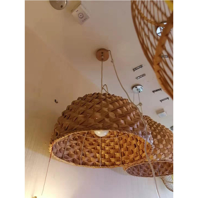 拉孜县现代简约农家乐竹艺木艺装饰吊灯现代中式包间吊灯竹编灯