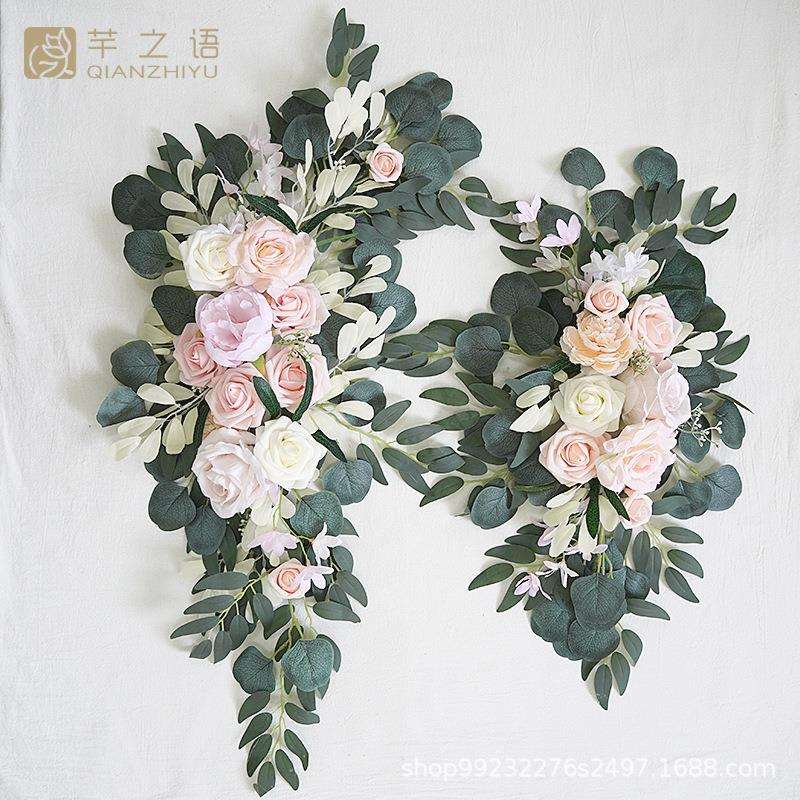 热销粉色绢花仿真花拱门门楣花婚礼庆典装饰背景清新户外