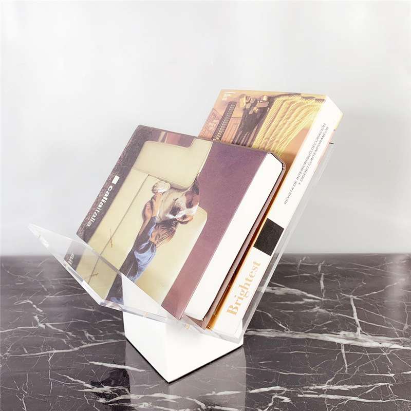 现代简约大理石亚克力书架书档书报夹摆件样板房售楼处软装饰品