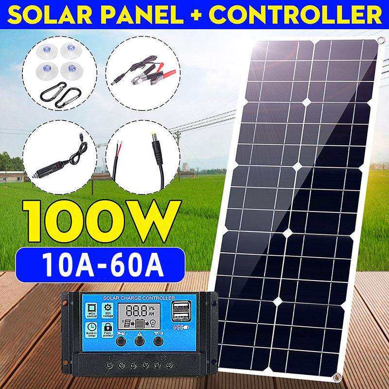 100W太阳能电池板光伏组件10A/20A/30A/40A控制器太阳能户外供电