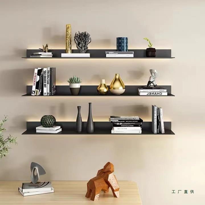 铝合金发光层板金属隔板壁挂层架装饰创意L搁板LED墙上书架置物架