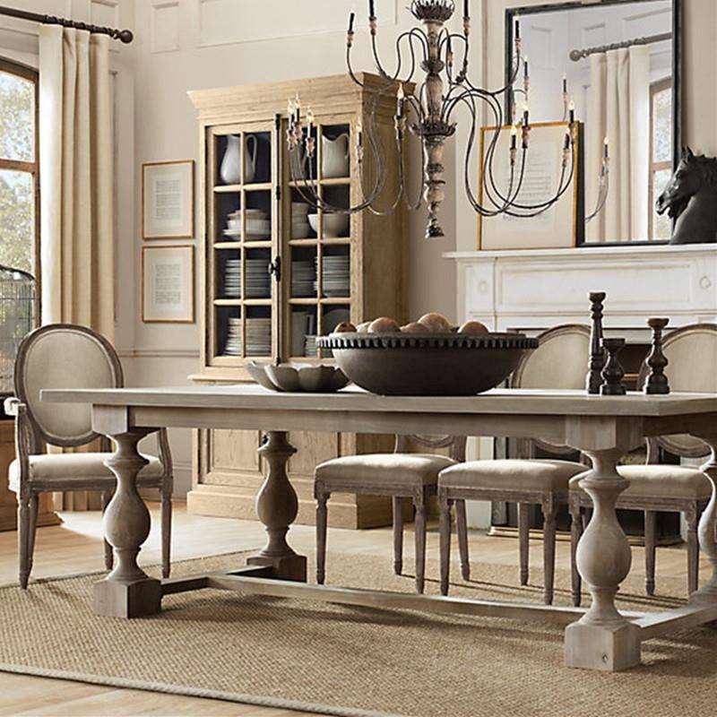 美式复古实木餐桌餐厅欧式办公桌会议桌椅组合简约剧本杀长条桌子