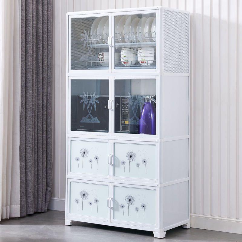 厨房碗柜家用铝合金置物柜储物柜茶水柜全钢化玻璃多功能多层碗柜