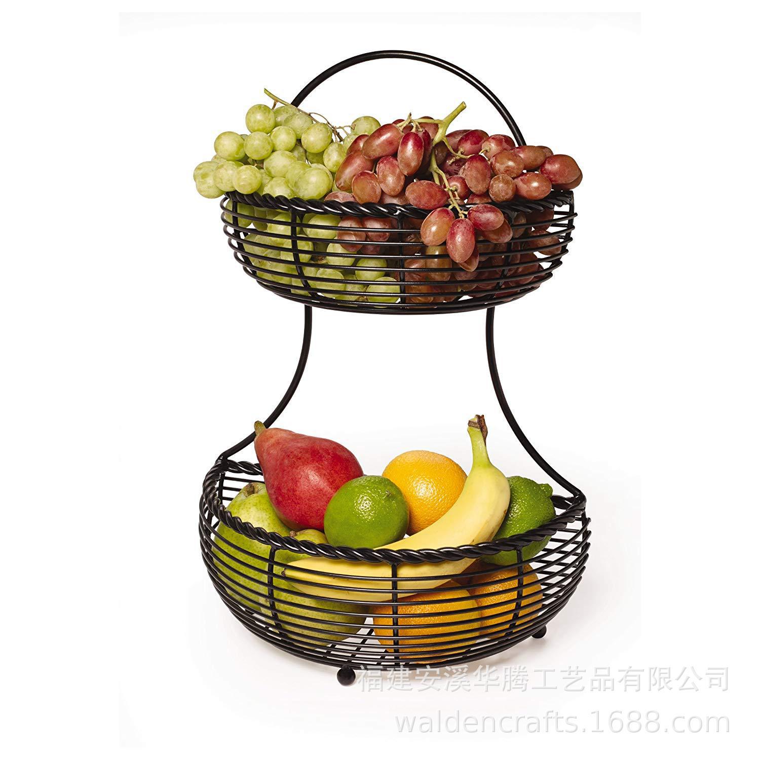 金属绳索平背3层水果篮/复古时尚铁艺水果架