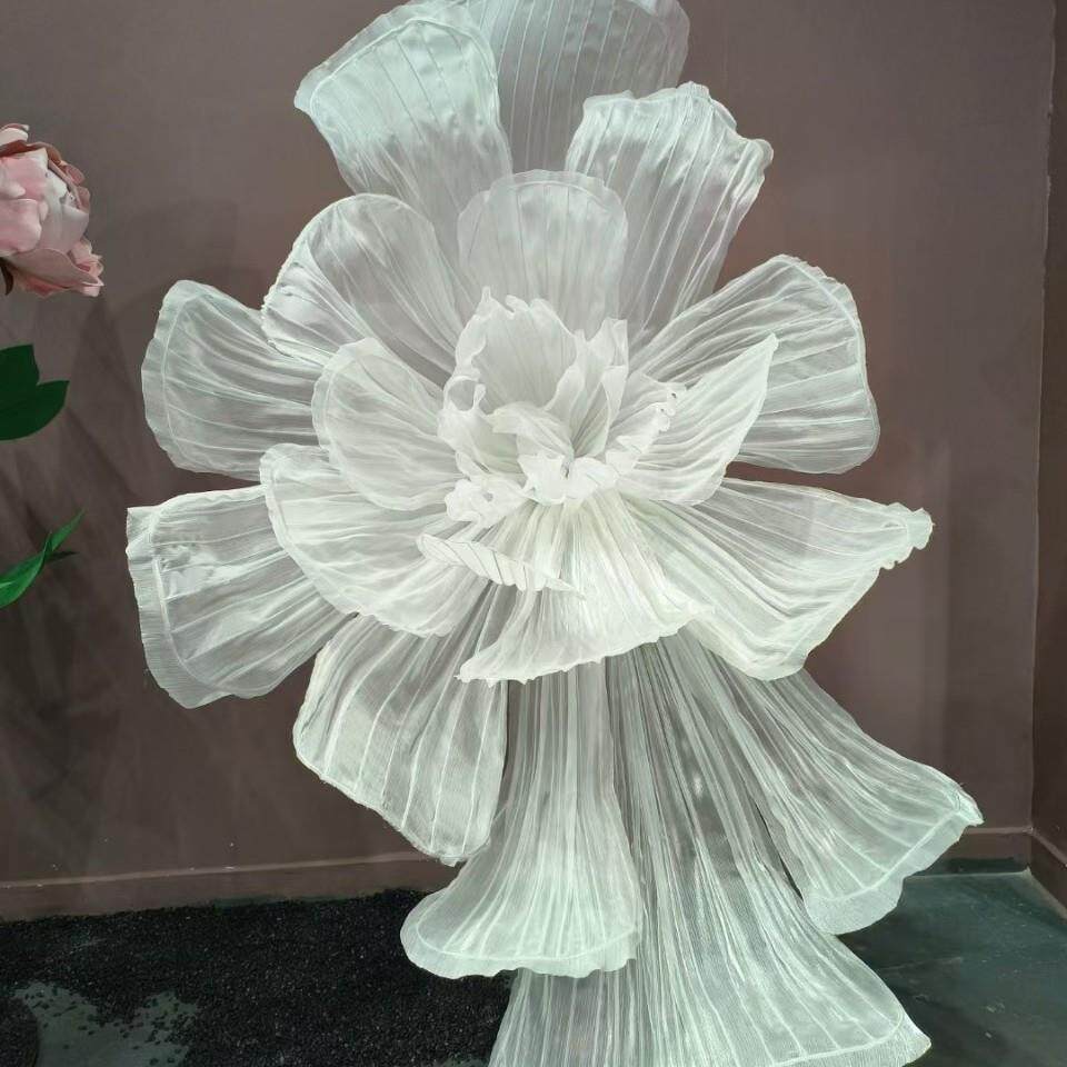 白色巨型真丝纱珠光美塑花婚礼背景花装饰手工橱窗美陈仿真花婚庆