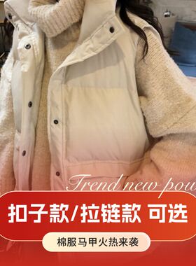 棉马甲女学生韩版宽松短款百搭外穿背心女士外套冬季新款马夹坎肩