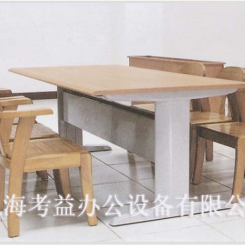 防火板台面阅览桌 钢木结合阅览室桌  员工培训会客洽谈桌阅读桌