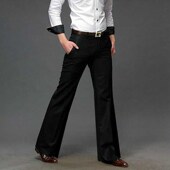 高腰喇叭裤 休闲男士 微喇裤 中年直筒阔腿裤 夏季 弹力免烫大脚裤 薄款