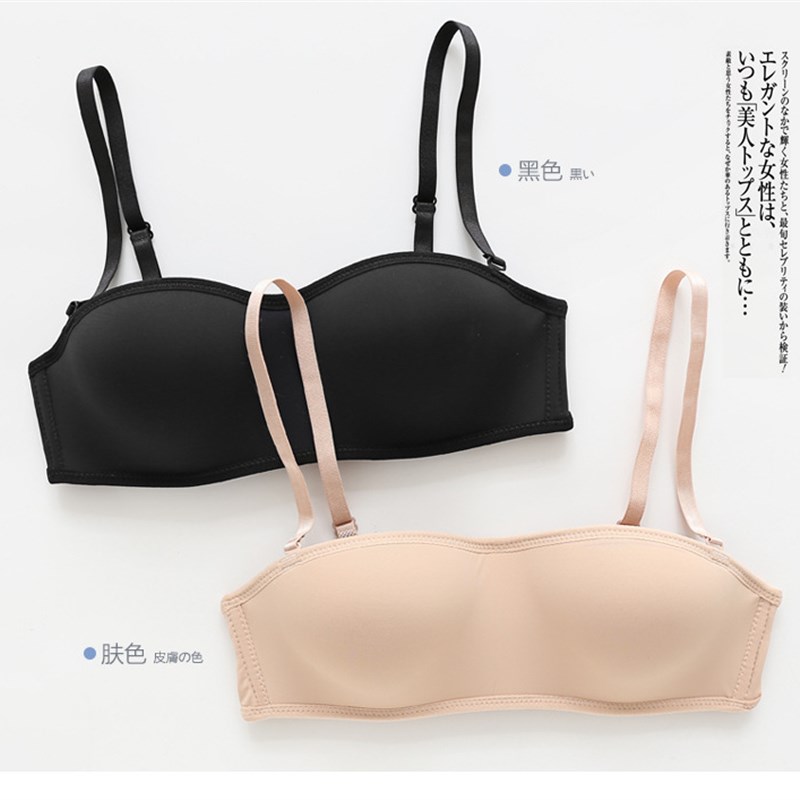 无肩带隐形硅f胶防滑聚拢裹胸内衣 半杯夏季薄款礼服文胸抹胸女